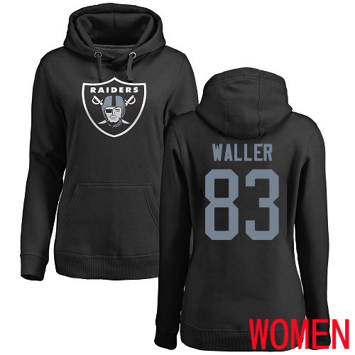 Oakland Raiders Black Women Darren Waller Name and Number Logo NFL Football #83 Pullover Hoodie Sweatshirts->women nfl jersey->Women Jersey
